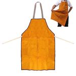 ITODA Cowhide Leather Welding Apron Heavy Duty Welding Apron Heat Resistant Flame Retardant Work Apron Work Shop Apron for Blacksmith Welder Woodworking Craft Garage