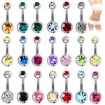 CocCCoon 20 Pcs Belly Bars, Stainless Steel Belly Rings,Body Piercing Jewelry,Belly Piercing Navel Bar, Belly Button Rings, Belly button bars Hoops, Navel Rings,Belly Button Piercing Body Jewelry