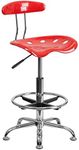 Flash Furniture Bradley Vibrant Cherry Tomato and Chrome Drafting Stool with Tractor Seat