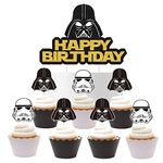 25 Darth Vader Cake Topper Cupcake Toppers Cake Decorations Set for Star War-s Birthday Party Supplies Decorations