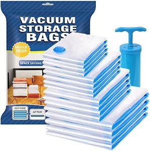 Gominimo Vacuum Storage Ziplock, Compression Storage Bags with Hand Pump, Reusable, Flexible, PVS Material, Convenient for House Hold or Travelling, Transparent (Multiple Pack of 12)