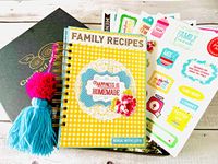 Crafted Forever handmade Happiness is Homemade recipe journal with 80 black pages, printed papers and 70+ themed stickers to decorate, A5 size, hard bound