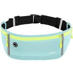 USHAKE Slim Running Belt, Workout Fanny Pack for Men Women,Exercise Waist Pack for Apple iPhone Holder, Runner Belt for Running Walking Cycling Camping Gym, Mint Blue, 3 Pouches/Mint Blue