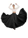 JYESHTA Women's American Crepe Blooming Flared Long for Traditional Stitched A-line Flare Skirt for Girls with 12 Meter Flare 40inch Height (32, Black)