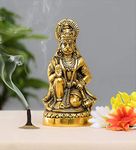 Prince Home Decor & Gifts Hanuman Ji Statue Sitting In Metal Hanuman Ji Idol Bajrangbali Murti Gift Article Decorative Showpiece, Multicolour, 1 Piece.