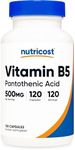 Nutricost Pantothenic Acid (Vitamin B5) 500mg, 120 Capsules