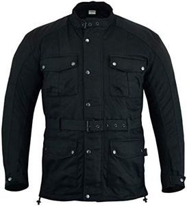 Texpeed Waterproof Waxed Mens Cordura Motorcycle Motorbike Biker Jacket With Black CE Armour (EN 1621-1) (3XL)