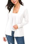 EXCHIC Women's Knit Cardigan Open Front Sweater Coat Long Sleeve (L, White)