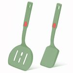 Silicone Spatula Set, Pancake Flipper & Egg Flipper with Seamless Design, Silicone Turners Rubber Spatulas 600?F Heat Resistant for Nonstick Cookwares, 2 Pack of Silicone Cooking Utensils Set (Green)