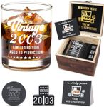 LEJIAJINW 21st Birthday Gifts for Men Him Whiskey Glass Set 21st Birthday Decorations Party Supplies 21 Year Old 21st Bday Gifts Ideas for Friends, Son, Brother, Him - Whiskey Glass Set for Men