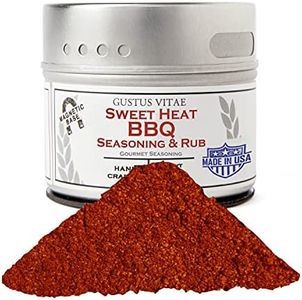 Sweet Heat BBQ Seasoning & Rub | Authentic Artisanal Spice Blend | All Natural, Non GMO | Hand Made in Small Batches | Made in USA | Sustainably Sourced, Ultra Premium Gourmet Seasoning | GLP-1 Friendly | Deluxe Spice Mix | No MSG, Fillers, or Additives | Magnetic Tin | Gustus Vitae | #34