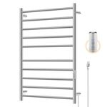 Towel Warmer Rack, 10 Bar Heated Towel Racks for Bathroom, Electric Hot Towel Rack with Build-in Timer, Stainless Steel, Fast Heating, Plug-in, Brushed Nickel