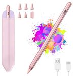 Stylus Pen for Apple iPad 2018-2024 KBCASE Apple Pencil Compatible with iPad 10/9/8/7/6th Gen,iPad Mini 6/5th Gen,iPad Air 5/4/3th,iPad Pro 11/12.9" with 15 Mins Fast Charging,5 Tips Rose Gold