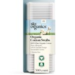 Sky Organics Organic Cotton Swabs for Sensitive Skin, 100% Pure & Certified Organic Cotton Fiber, Hypo-allergenic, Ultra-Soft & Chlorine-Free for Beauty & Personal Care, 500 ct.