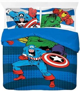 Jay Franco Marvel Comics Avengers 100% Coton Ensemble Housse de Couette Lit Double – Collection Superhéros Comprend des Taies d’Oreiller 50 x 70 cm
