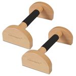 EVERYMATE Wooden Parallettes Push-up Stand, Wood Pushup Bars Non-Slip Base Exercise Home Workout Equipment, Wooden Parallettes Handle Stands Grip for Men Strength Training, Stable Handstand Push Up