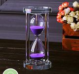 MINGZE Transparent Crystal Hourglass Timer Sand Clock Crafts Glass Decoration, 15 Minutes / 30 Minutes / 60 Minutes (Purple, 60 Minutes)