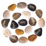Barelove 12pcs DIY Rocks for Engraved Inspirational Polished River Stones Unique and Thoughtful Gift Ideas for Friends and Family Gifts Arts and Crafts (12 Different Words) (Colorful+Gold Words)