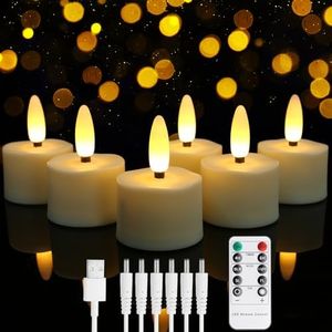 Neween Rechargeable Candles Tea Light with Remote Timer, Battery Operated Flameless LED Tea Lights Candles Set of 6 for Halloween Diwali Fall Christmas Wedding Home Decor