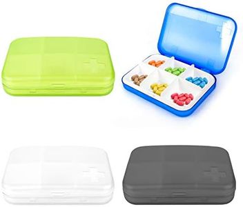 Jubaopen 4pcs Scatola Pillola per Viaggio Organizer Contenitore Portabile per Pillole in Plastica Portapillole Giornaliero 6 Scomparti per La Medicina -9,2 * 6,5 * 2,2cm-4 Colori