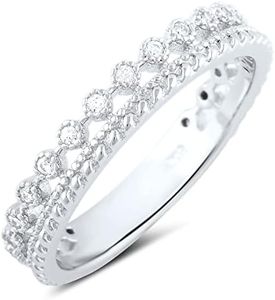 Sterling Silver Double Row Cz Eternity Ring - Size 11