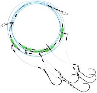 Rite Angler Deep Drop Rig, 5 Circle Hooks with Blue Line, Saltwater Bottom Fishing Rig for Snapper, Grouper, Halibut, Includes Glow Beads, Heavy-Duty Swivel, for Deep Sea Fishing (7/0)