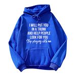 Womens Warm Long Sleeve Sweatshirt Women's Print Long-sleeved Sweatshirt Solid Color Hooded Blouse Pocket Pullover Pullover Plain Hoodie Top Blue