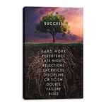 Success Tree Inspirational Quote Canvas Wall Art Motivational Motto Painting Inspiring Entrepreneur Posters Prints Artwork Decor Framed for Home Office Classroom Ready to Hang - 12" Wx18 H