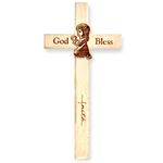 Incredible Gifts India Girl Engraved Faith Cross for Christmas Wooden (8x4in)