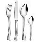 Cutlery Set, Homikit Stainless Steel Flatware Silverware Set with Scalloped Edge, 16 Piece Service for 4, Fork Knife Spoon Set Ideal for Home Use/Party/Wedding, Mirror Finished & Dishwasher Safe