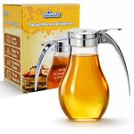 EHOMEA2Z Commercial-Grade Tempered Glass Honey Dispenser (2pack), 14 Ounce Honey Jar with Metal Top, Essential Honey Jars, Convenient Honey Container, Leak-Proof Glass Honey Dispenser