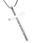 HZMAN Philippians 4:13 Cross Pendant Strength Bible Verse Stainless Steel Necklace for Men Women (Silver)