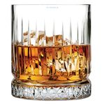 SYANKA Premium Whiskey Glasses Set of 6, Transparent, 325 ML, Whisky Glass, Multi Line Design Bar Glass for Drinking Bourbon, Whisky, Scotch, Cocktails, Cognac - Old Fashioned Cocktail Tumblers