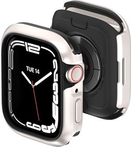 MAGEASY Aircraft-Grade Aluminum Rugged Case for 45mm Apple Watch Series 9, 8, 7 | 2 in 1 Metal Hard Shell with Shockproof Inner Bumper for Maxed Protection, Odyssey - Starlight White
