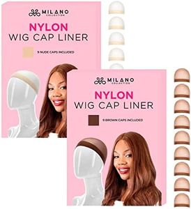 Milano Collection Wig Caps for Women | Premium Breathable, Stretchable, Nylon Bald Wig Cap Liner Stocking for Wigs and Lace Front Wigs, Hair Cap, Chocolate brown & Nude