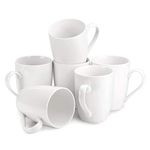 MECOWON 12 OZ Porcelain Mugs, Set of 6, Tea and Coffee Mugs, White