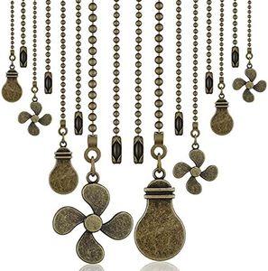 8 Pieces Bronze Pull Chains Ceiling Fan Chain Extension Bronze Star Pull Chain Pendant 12 Inch Ceiling Moon Chain Extender Ornament with Fan and Light Bulb Chain Connector (Fresh Style)