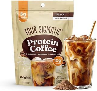 Four Sigmatic Protein Coffee + Creatine | Instant Mushroom Coffee | 10 Servings | Collagen, Lion's Mane, Organic Arabica | 10g Protein, 5g Creatine Monohydrate | Dairy Free, Gluten Free