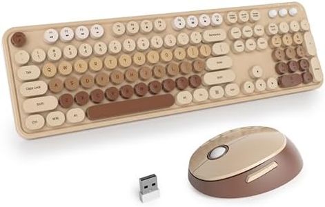 SOLIDEE Combo de ratón y Teclado inalámbricos,104 Teclas Teclado Estilo máquina de Escribir,2.4GHz Teclado de Máquina de Escribir de Teclas Redondas Teclado Numérico(Americano QWERTY)(Mixed Coffee)