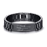 Serenity Prayer Engraving Religous Quote Faith Christian Bible Verse Prayer Adjustable Stainless Steel Inspirational Encouragement ID Bracelets for Men Boys