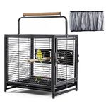 Yaheetech Travel Bird Cage Carrier Wrought Iron Budgie Cage with Black Net Cover for Small to Medium Sized Birds Parrotlets Lovebirds Conures Cockatiels