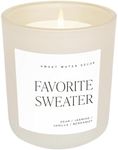 Sweet Water Decor Sweater Winter Christmas Holiday Candle | Milky Coconut, Jasmine, and Soft Cashmere Scented Candle for Home | 15oz Clear Jar, 70+ Hour Burn Time, Made in the USA