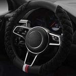 Mayco Bell Car Steering Wheel Cover Case Winter Warm Plush Soft Plush Set Goods Auto Protector Universal Fur Wheel Car Interior Accessories Black