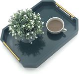 Dream Arts Modern Coffee Tea Tray Rectangle Decorative Tray, Large Ottoman Tray Brack Fast Tray Perfect for Serv Dinner or Lunch (Grey)