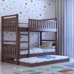 Ganpati Arts Solid Sheesham Wood Swift Bunk Bed with Trundle Wooden Bunk Bed with Ladder for Bedroom Living Room Home (Walnut Finish)