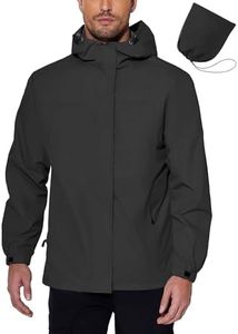 COOFANDY Men's Windbreaker Rain Jacket Waterproof Lightweight Hooded Rainwear For Golf, Hiking, Travel, Running Black 3XL