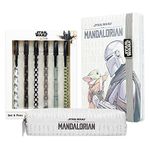 Disney Pencil Case and Stationery Set Eeyore Winnie The Pooh The Mandalorian Minnie Mouse Mickey Mouse Notebook and Pen Set School Supplies Work Office Baby Yoda Gifts (White Mandalorian)