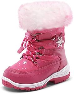 DREAM PAIRS Girls Toddler Snow Boots Slip Resistant Faux Fur Lined Mid Calf Little Kids Winter Shoes,Size 11 Little Kid,Rose Red,SDSB2221K