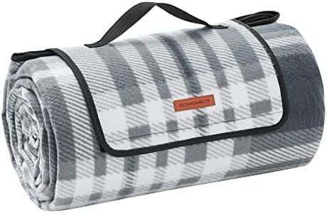 SONGMICS Couverture de Pique-Nique, 300 x 200 cm, Grand Tapis, pour Camping, Parc, Jardin, Extérieur, Plage, Hydrofuge, Pliable, Gris et Blanc GCM006G03