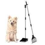 Lifewit Plastic Pooper Scooper Dog for Yard, Lightweight Portable Pet Poop Shovel for Medium/Small Dogs, Adjustable Metal Pole Long Handle Poop Scoop Set for Lawns, Yard, Grass